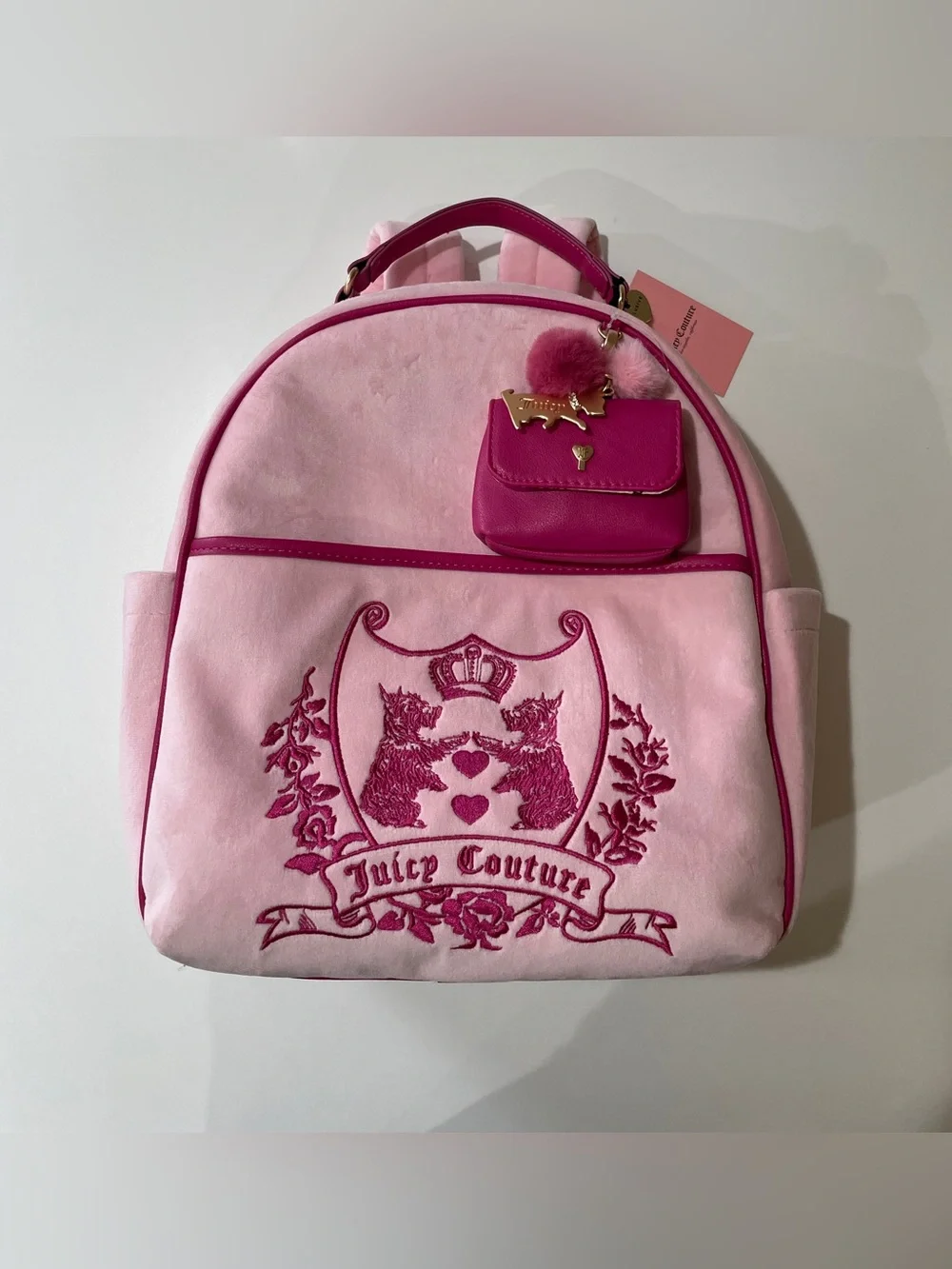 Juicy Couture New Love Chapter Scottie-Themed Flamingo Pink NWT Backpack